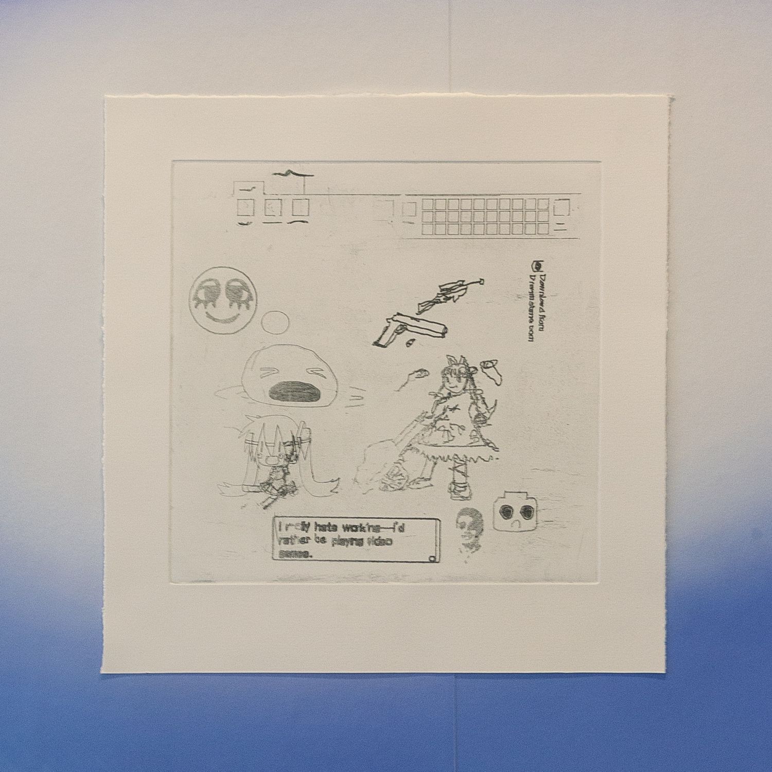 Portrait of an Artist at 12 Years Old (2023) - Etching on Fabriano Paper. A picture of the etching 'Portrait of an Artist at 12 Years Old'.